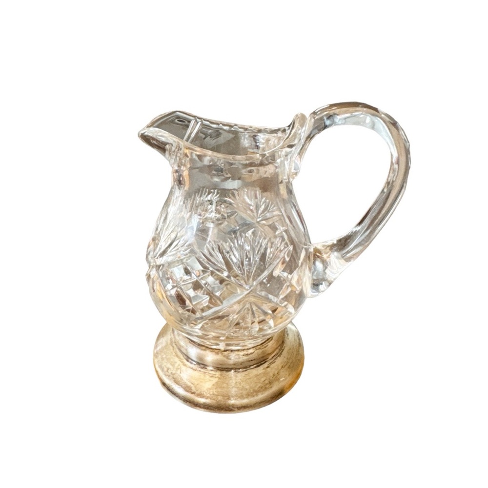 Crystal & Sterling Silver Small Jug Vintage - Picture 2 of 10